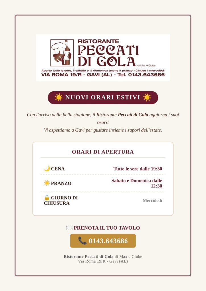 volantino orario estivo peccati di gola 1
